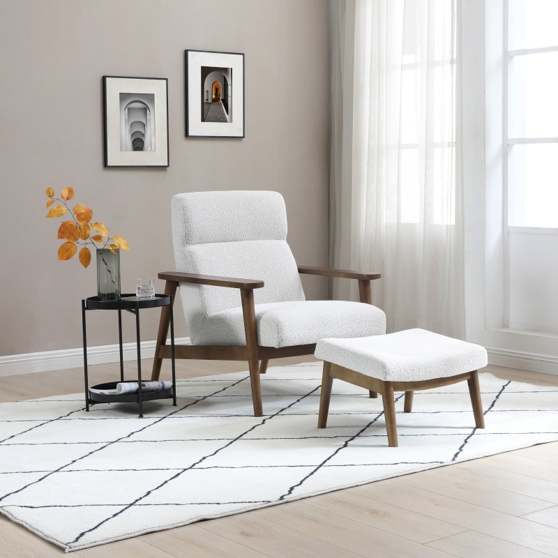 Idris Chair and Stool Cream Boucle Idris Chair and Stool Cream Boucle