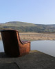 G Brown Leather Chair with Copper Back G Brown Leather Chair with Copper Back