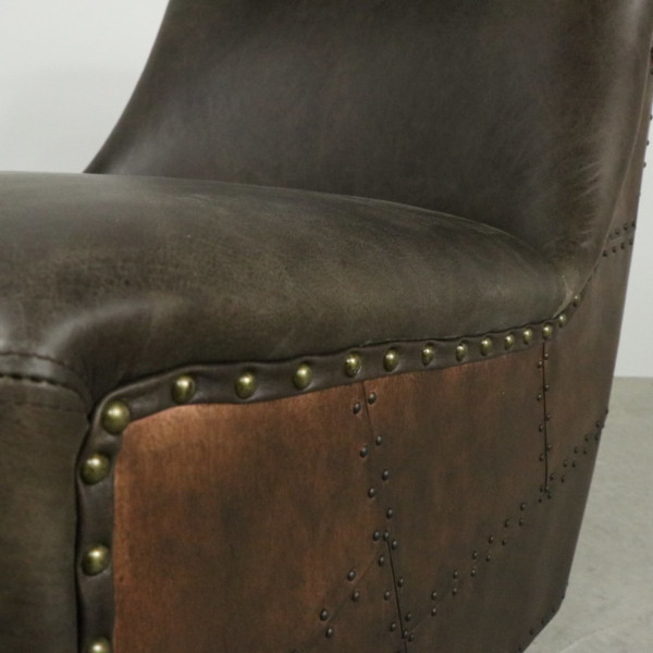 G Brown Leather Chair with Copper Back G Brown Leather Chair with Copper Back