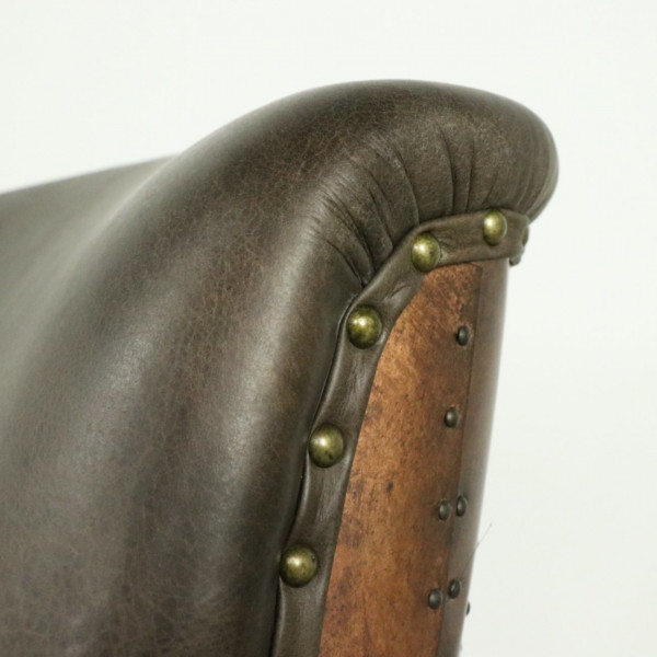 G Brown Leather Chair with Copper Back G Brown Leather Chair with Copper Back