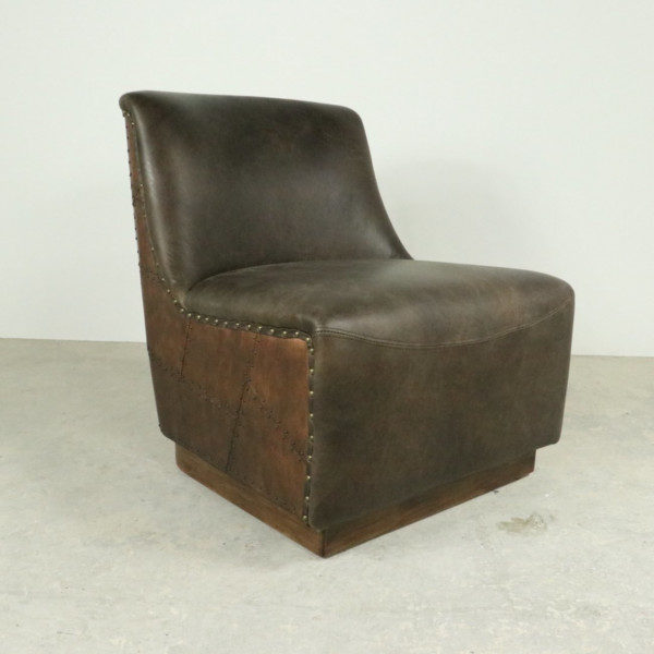 G Brown Leather Chair with Copper Back G Brown Leather Chair with Copper Back