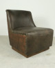 G Brown Leather Chair with Copper Back G Brown Leather Chair with Copper Back