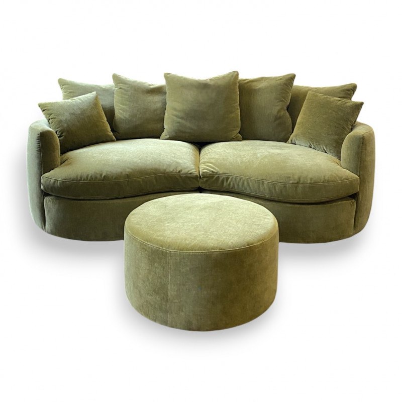 Anya Large Sofa and Medium Footstool in Vintage Olive - Ex-display