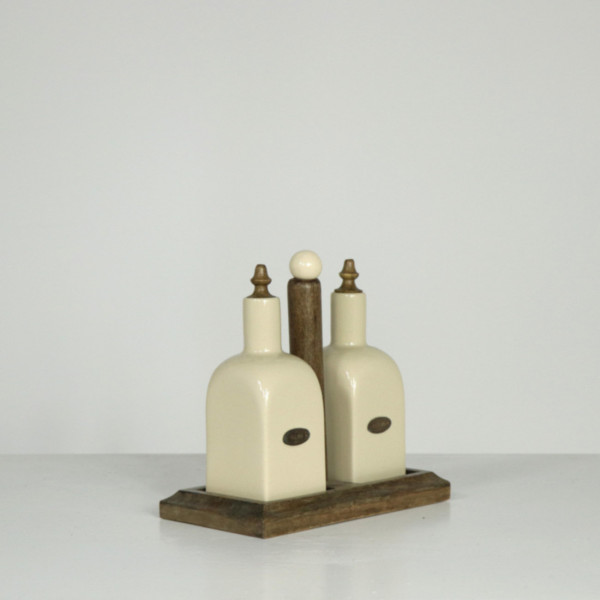 Farmhouse Living Oil & Vinegar Wood Set Farmhouse Living Oil & Vinegar Wood Set