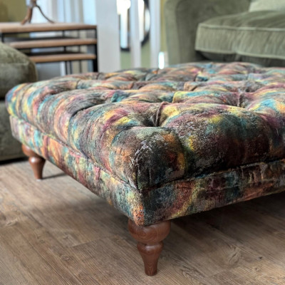 Heavenly Buttoned Footstool