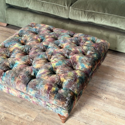 Heavenly Buttoned Footstool
