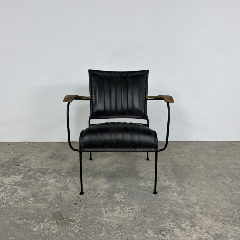 Black Leather Low Back Chair