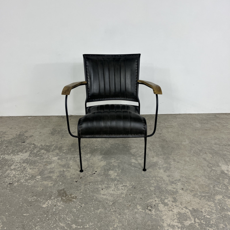 Black Leather Low Back Chair