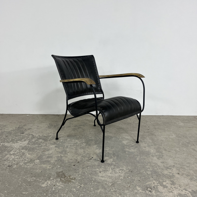 Black Leather Low Back Chair