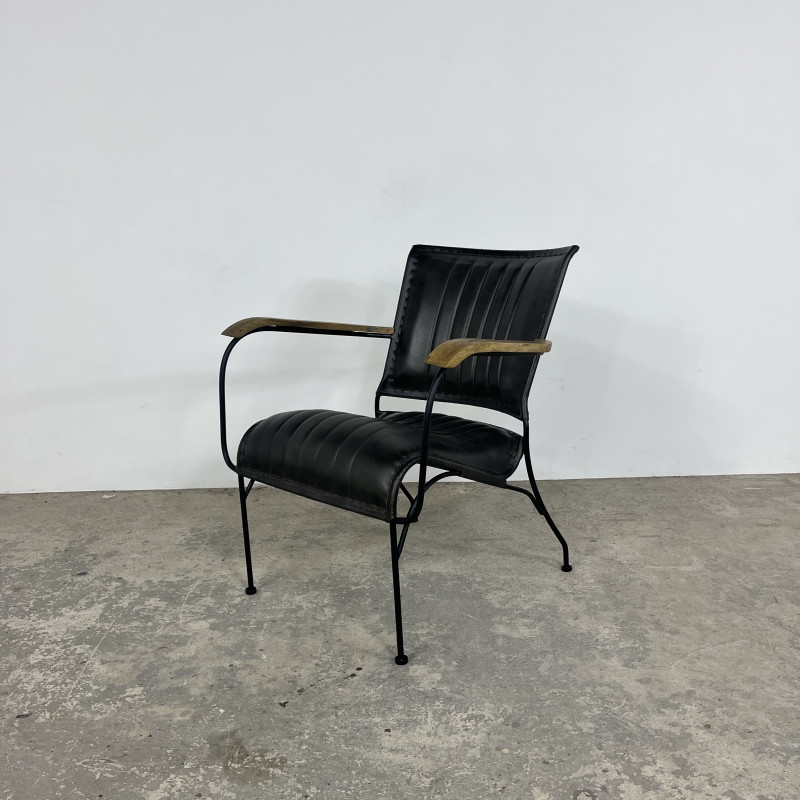 Black Leather Low Back Chair