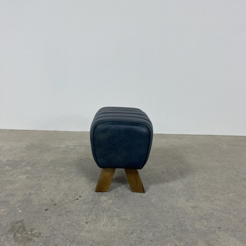 Blue Leather Footstool Blue Leather Footstool
