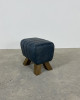 Blue Leather Footstool Blue Leather Footstool