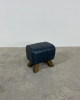 Blue Leather Footstool Blue Leather Footstool