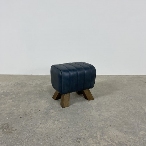 Blue Leather Footstool Blue Leather Footstool