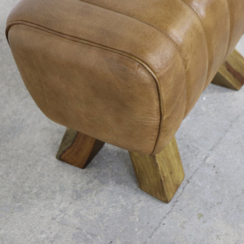 Brown Leather Footstool