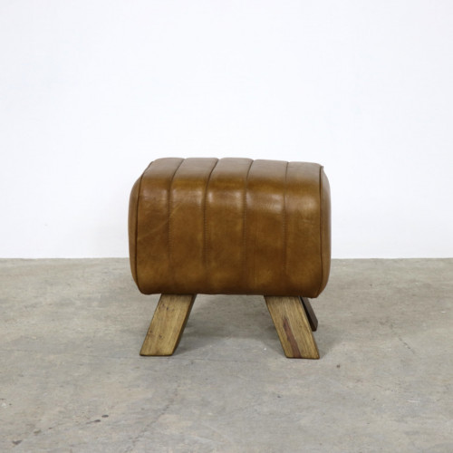 Brown Leather Footstool