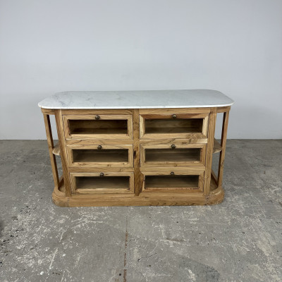 Marble & Acacia Kitchen Island