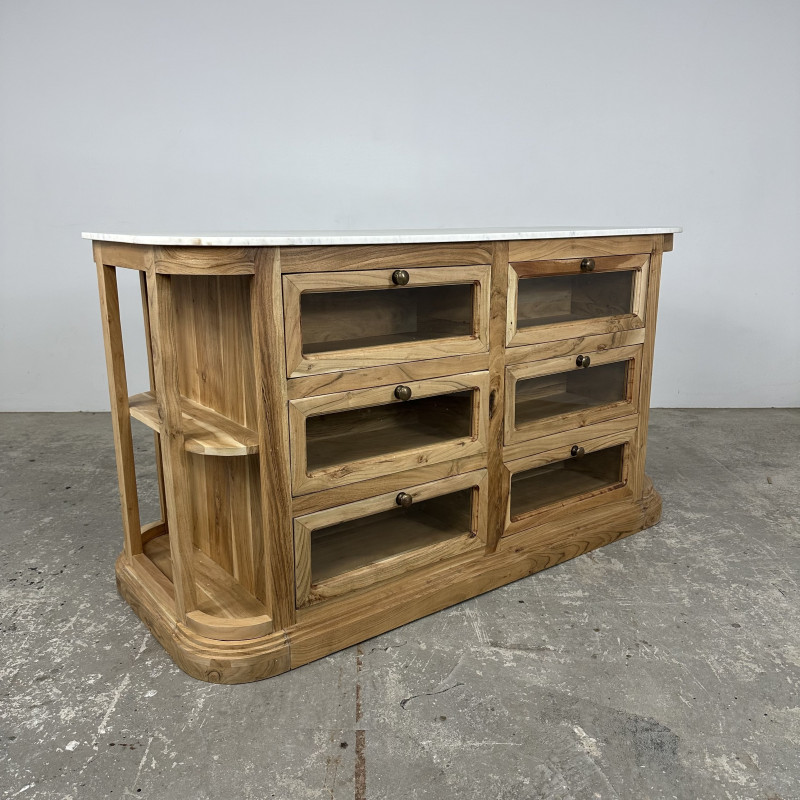 Marble & Acacia Kitchen Island Marble & Acacia Kitchen Island