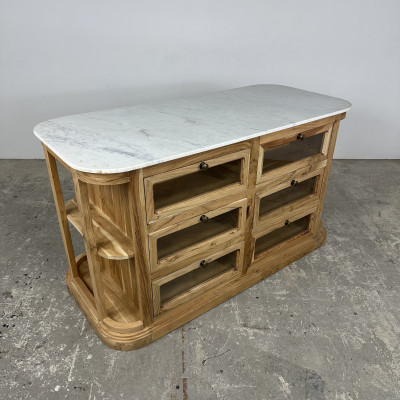 Marble & Acacia Kitchen Island