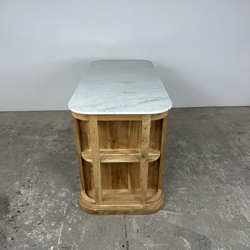 Marble & Acacia Kitchen Island Marble & Acacia Kitchen Island