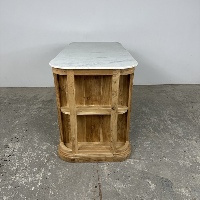 Marble & Acacia Kitchen Island Marble & Acacia Kitchen Island