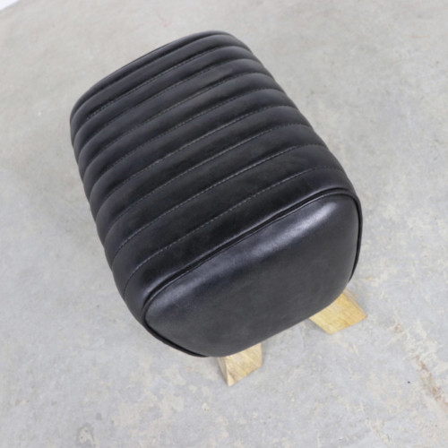 Black Leather Footstool