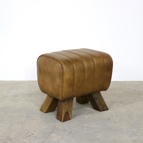 Brown Leather Footstool